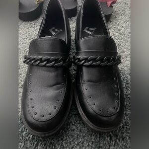 Black Faux Leather Loafers